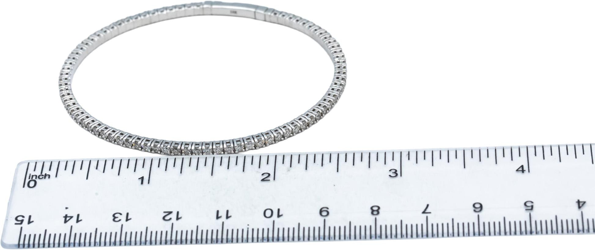 18k White Gold Jewelry VS Round Diamond Flexible Bangle Bracelet 2.33CT