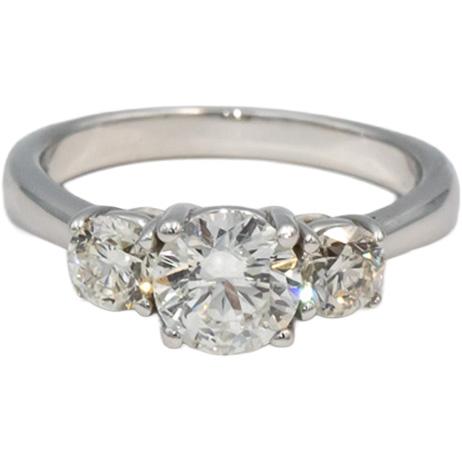 14k White Gold Round Diamond Three Stone Engagement Ring 2.28CT w/ 1.44CT Center