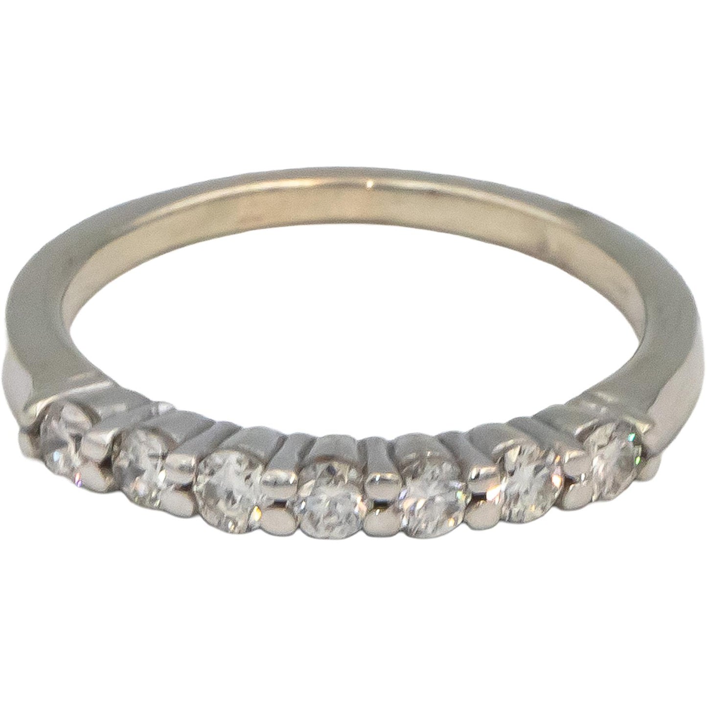 10k White Gold Round Diamond Seven Stone Band Ring 0.49CT Size 8