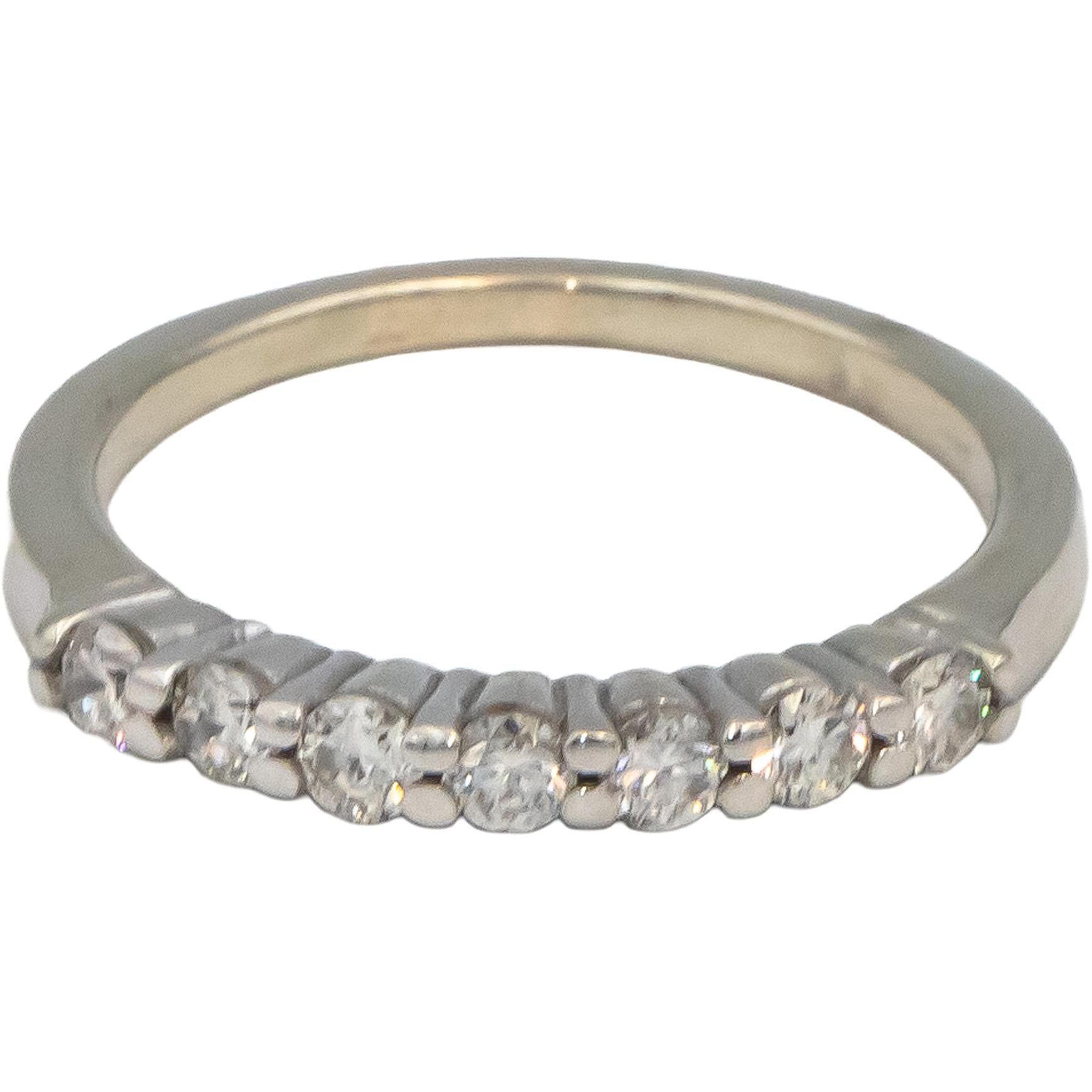 10k White Gold Round Diamond Seven Stone Band Ring 0.49CT Size 8