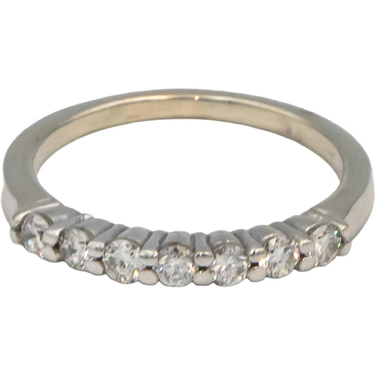 10k White Gold Round Diamond Seven Stone Band Ring 0.49CT Size 8