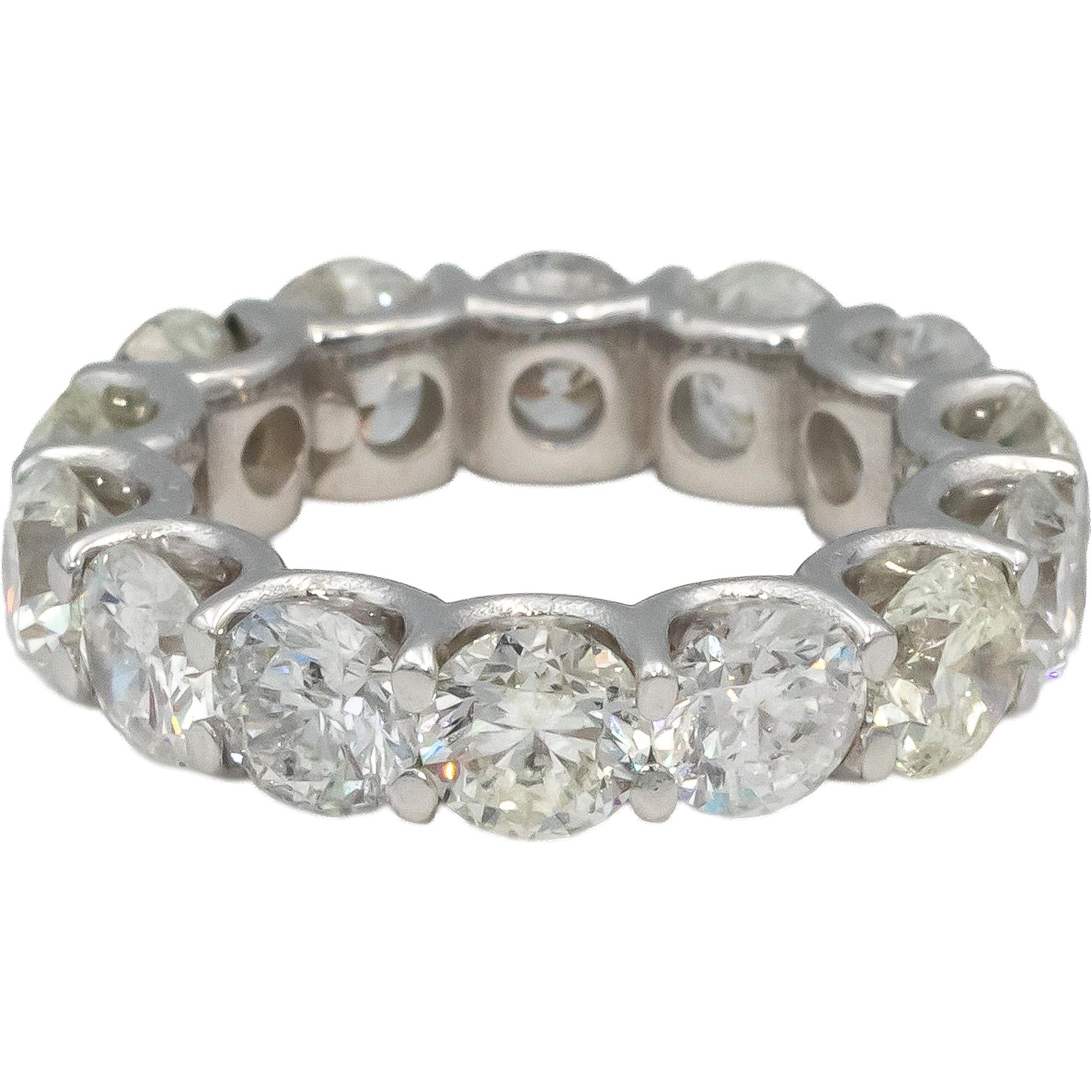 18k White Gold Round Diamond Shared Prong Eternity Band Ring 7.20CT Size 5