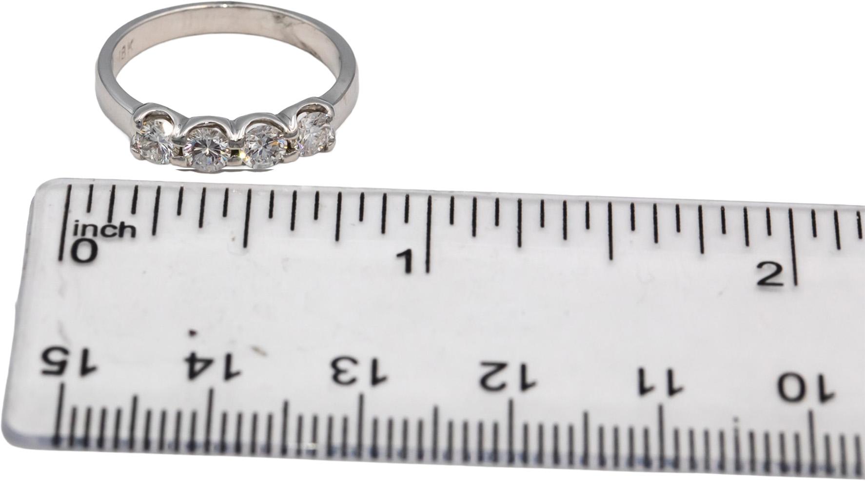 18k White Gold VS Round Diamond Four Stone Band Ring 0.64CT Size 6