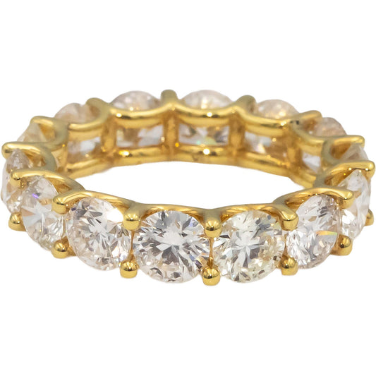 14k Yellow Gold VS Round Diamond Shared Prong Eternity Band Ring 7.78CT Size 6