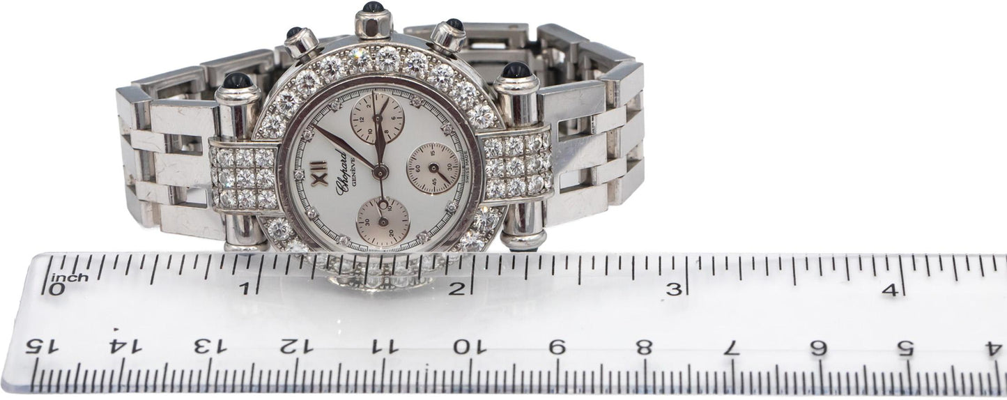 CHOPARD 18k Gold Imperiale Diamond Sapphire Chronograph Quartz Watch 3.25CT