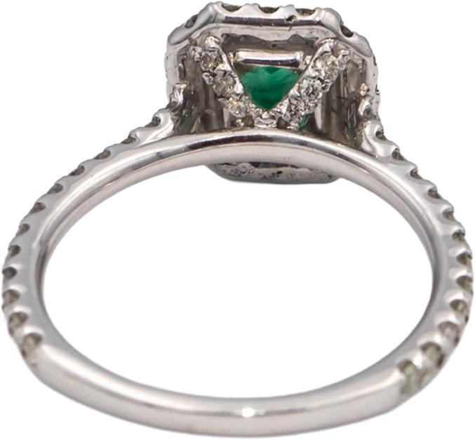 18k White Gold Emerald & VS Diamond Cocktail Ring 1.57CT Size 7