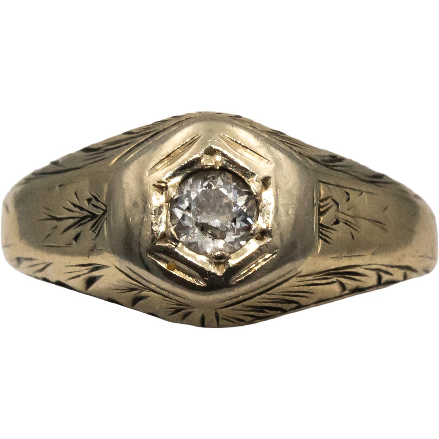 Vintage Antique 14k White Gold Single Cut Diamond Solitaire Filigree Ring .05CT