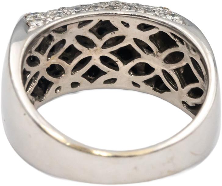 LE VIAN 18k White Gold White and Black Round Diamond Cluster Ring 1.0CT Size 7