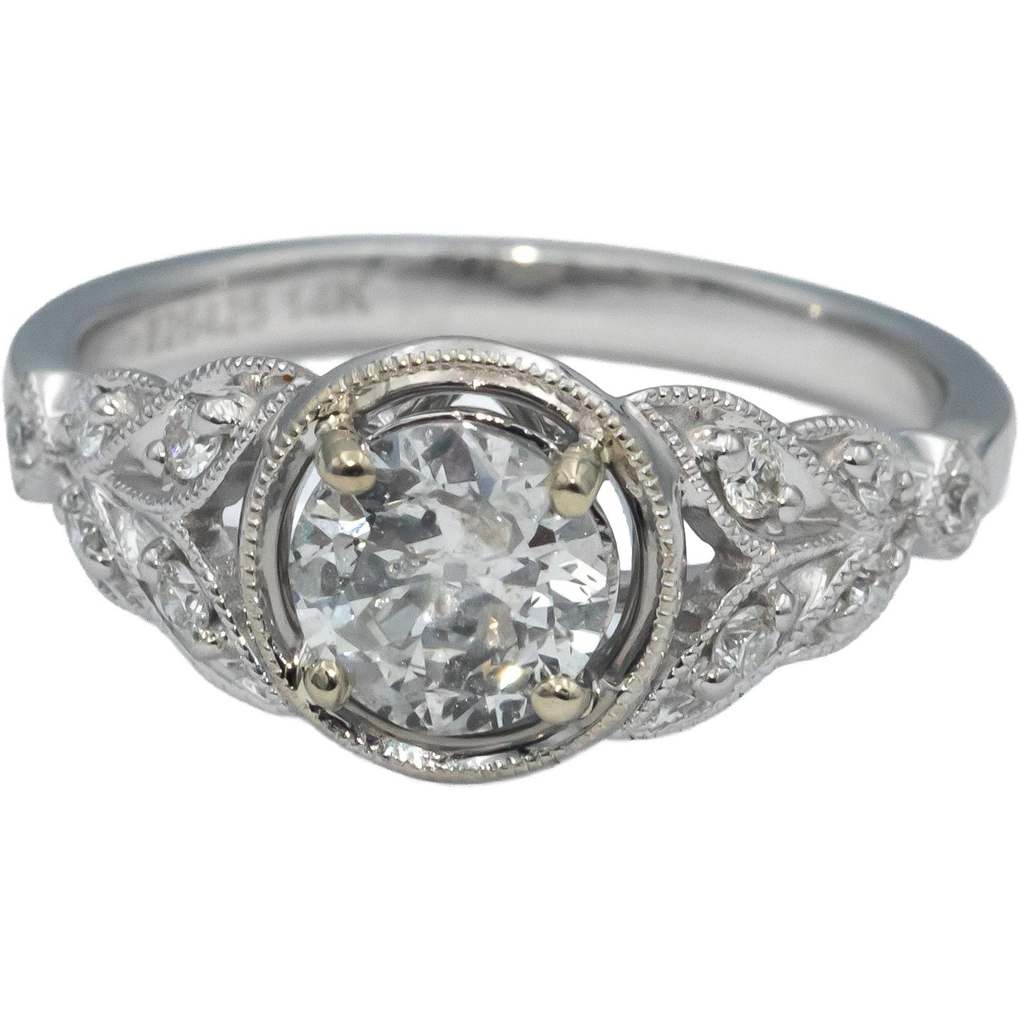 Vintage Antique 14k White Gold Diamond Engagement Ring 0.85CT w/ 0.75CT Center