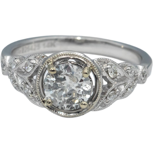 Vintage Antique 14k White Gold Diamond Engagement Ring 0.85CT w/ 0.75CT Center
