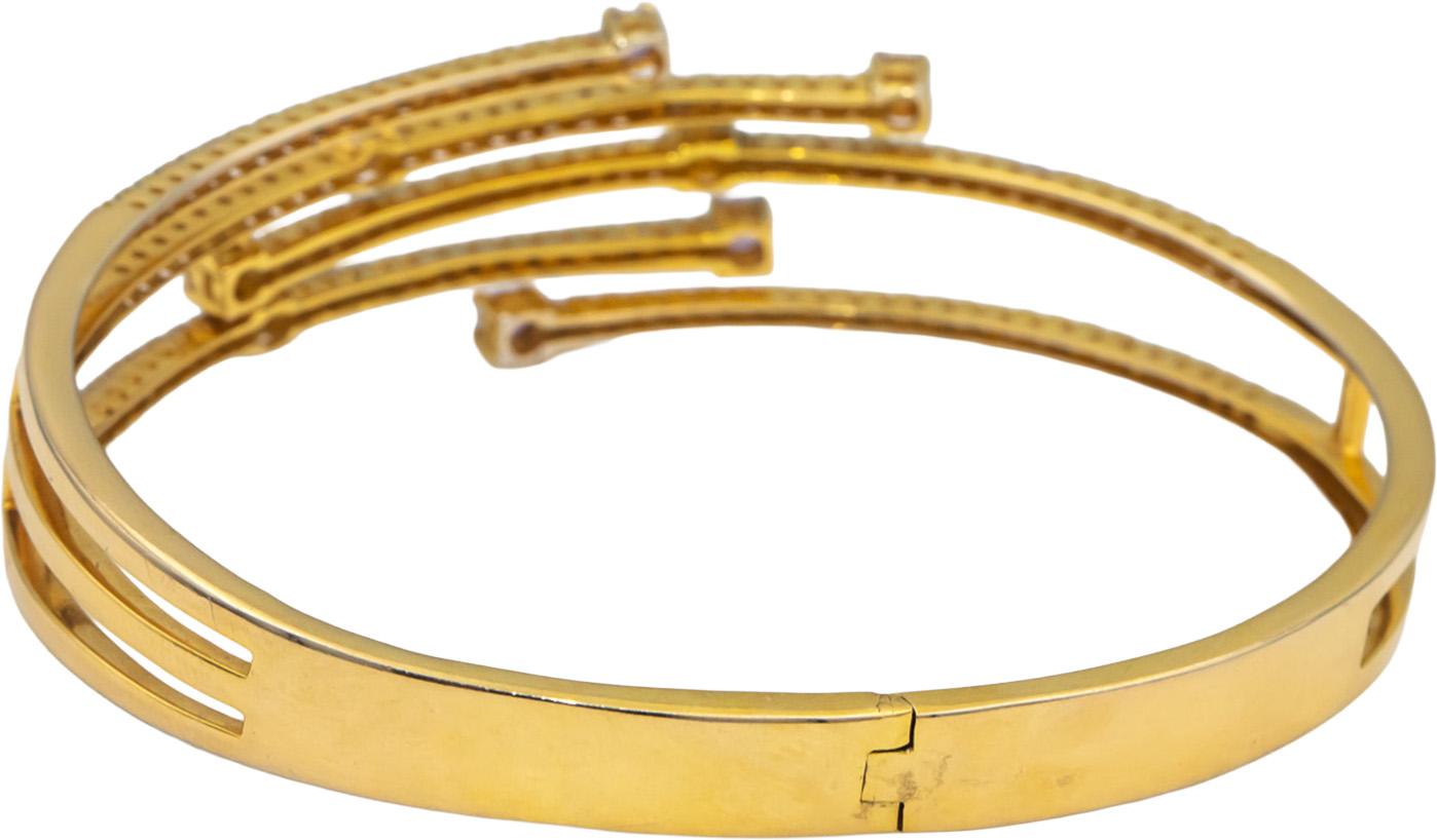 14k Yellow Gold Round Diamond Pink & Yellow Sapphire Bangle Bracelet 2.0CT