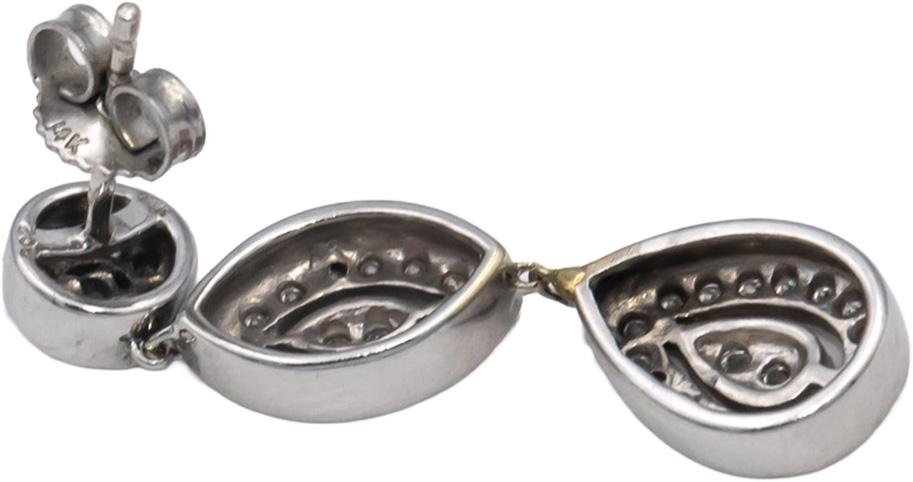 14k White Gold Round Diamond Drop Dangle Earrings 1.0CT