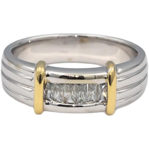 14k White & Yellow Gold VS Radiant Cut Channel Set Diamond Men's Ring 0.50CT