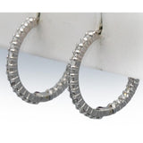 ROBERTO COIN 18k White Gold VS Round Diamond Inside Out Hoop Earrings 1.50CT