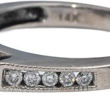 14k White Gold Princess & Round Diamond Engagement Ring 0.35CT Size 5.5