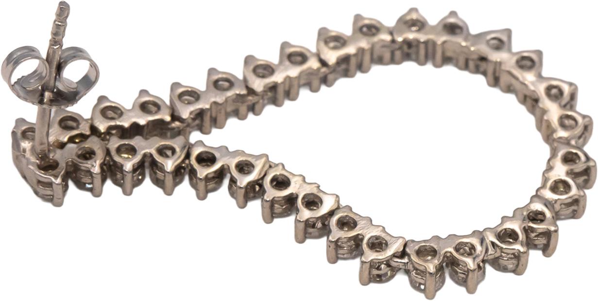 14k White Gold Round Diamond Dangle Tear Drop Earrings 1.83CT