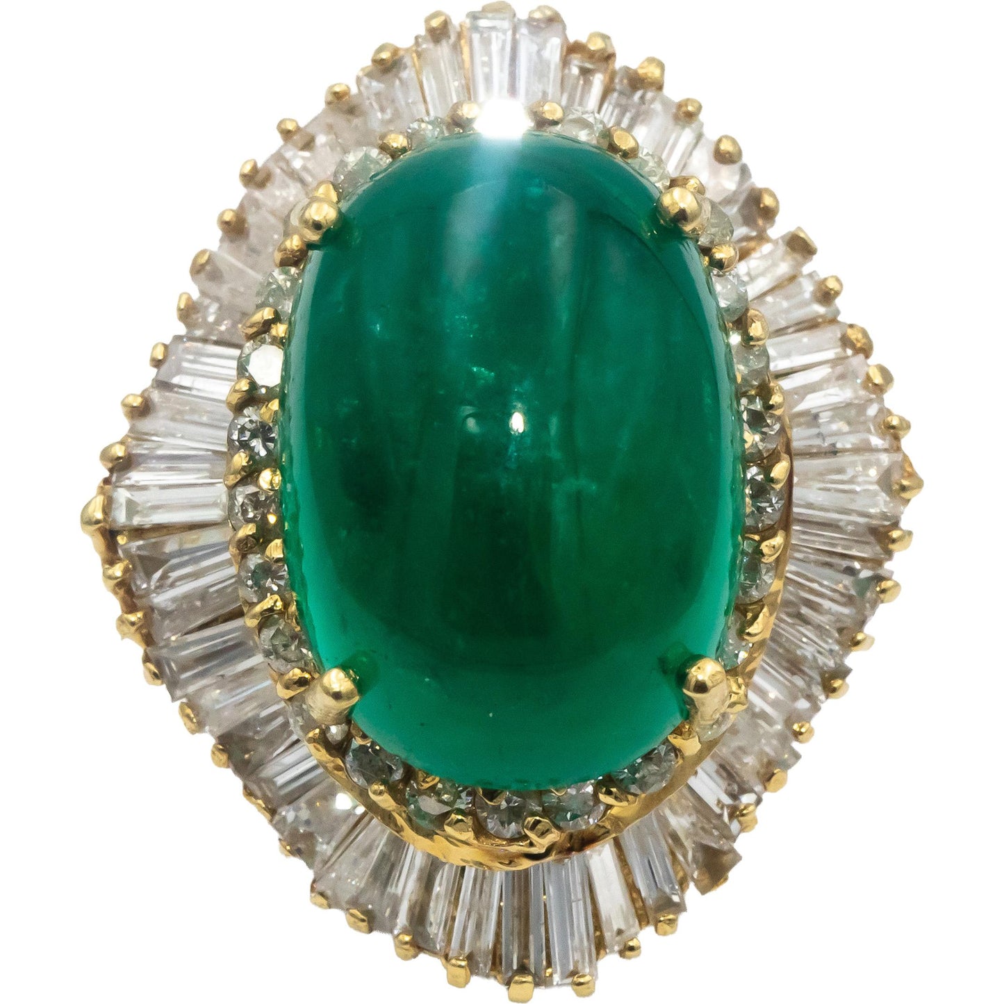 GIA Certified 18k Yellow Gold Colombian Emerald & Diamond Cocktail Ring 19.41CT
