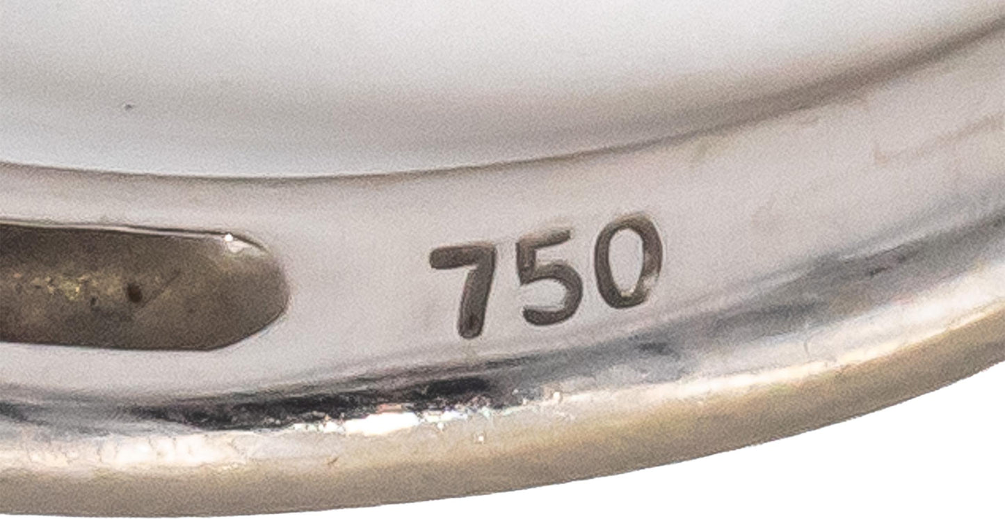 18k White Gold Oval Sapphire VS Round Diamond Cocktail Ring 1.36CT Size 5.5