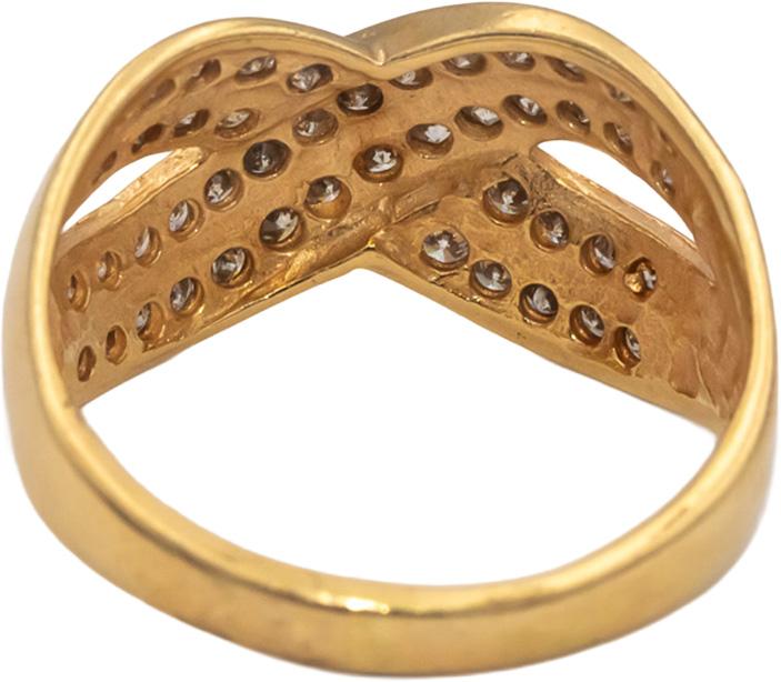 14k Yellow Gold Round Channel Set Diamond Crossover Ring 0.90CTW Size 9.25