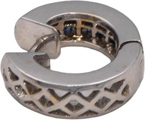 18k White Gold VS Princess Cut Diamond & Blue Sapphire Huggie Earrings 1.10CTW