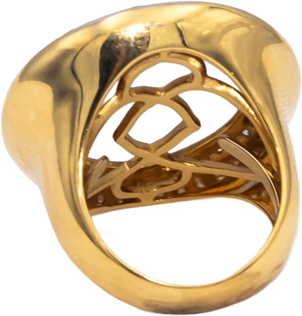 18k Yellow & White Gold Chalcedony & Diamond Jumbo Cocktail Ring 24.50CT Size 7