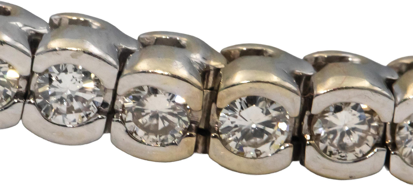 14k White Gold VS Round Half Bezel Set Diamond Tennis Bracelet 4.0CTW