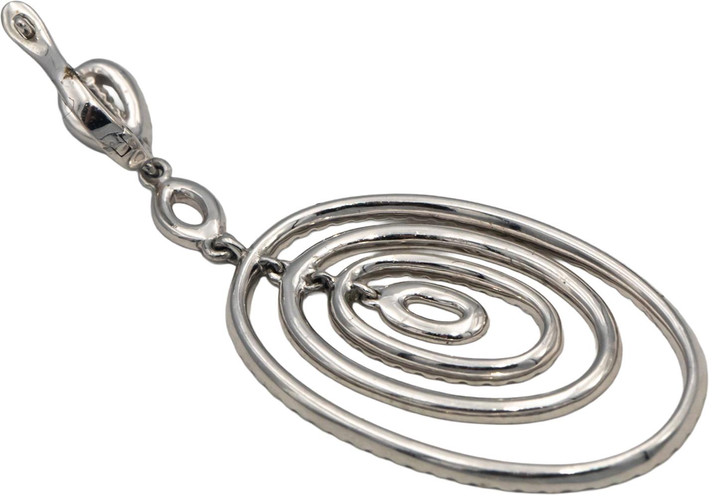 14k White Gold Round Diamond Oval Drop Dangle Earrings 2.0CT