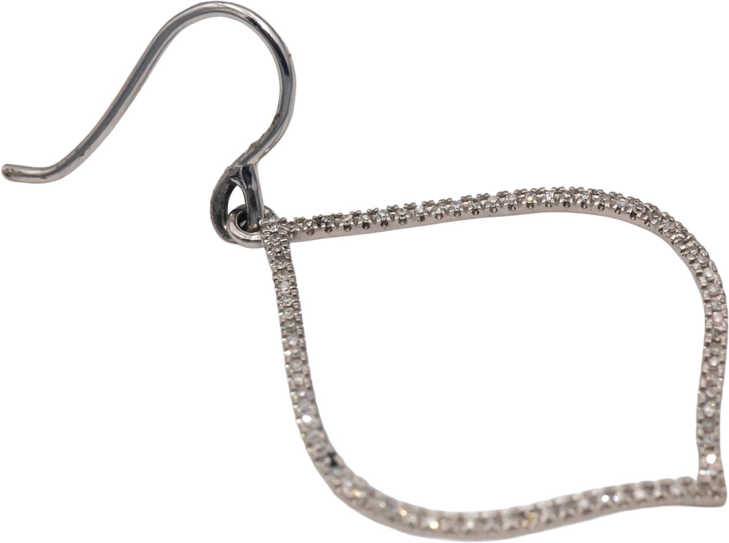 14k White Gold Round Diamond Drop Dangle Earrings 0.12CT