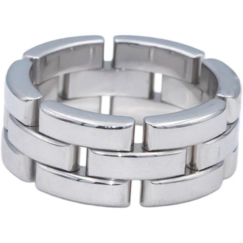 CARTIER 18k White Gold Maillon Panthere Ring Size 5.75 Euro Size 51