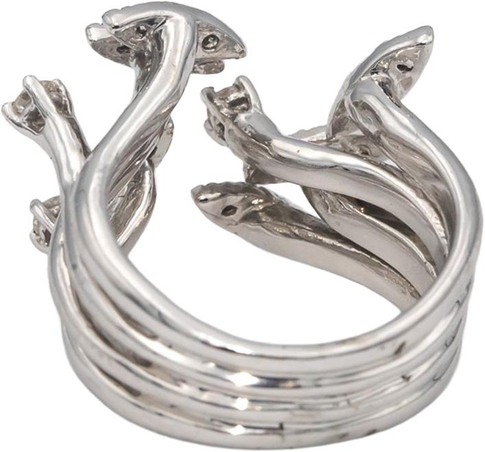 14k White Gold Round Diamond Floral Multi-Band Ring 0.56CT Size 6.5