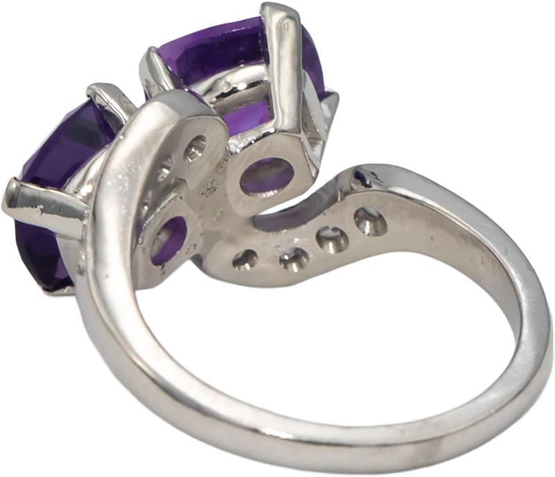 Estate Vintage Antique Platinum Diamond & Amethyst Ring 4.45CT Size 6.5