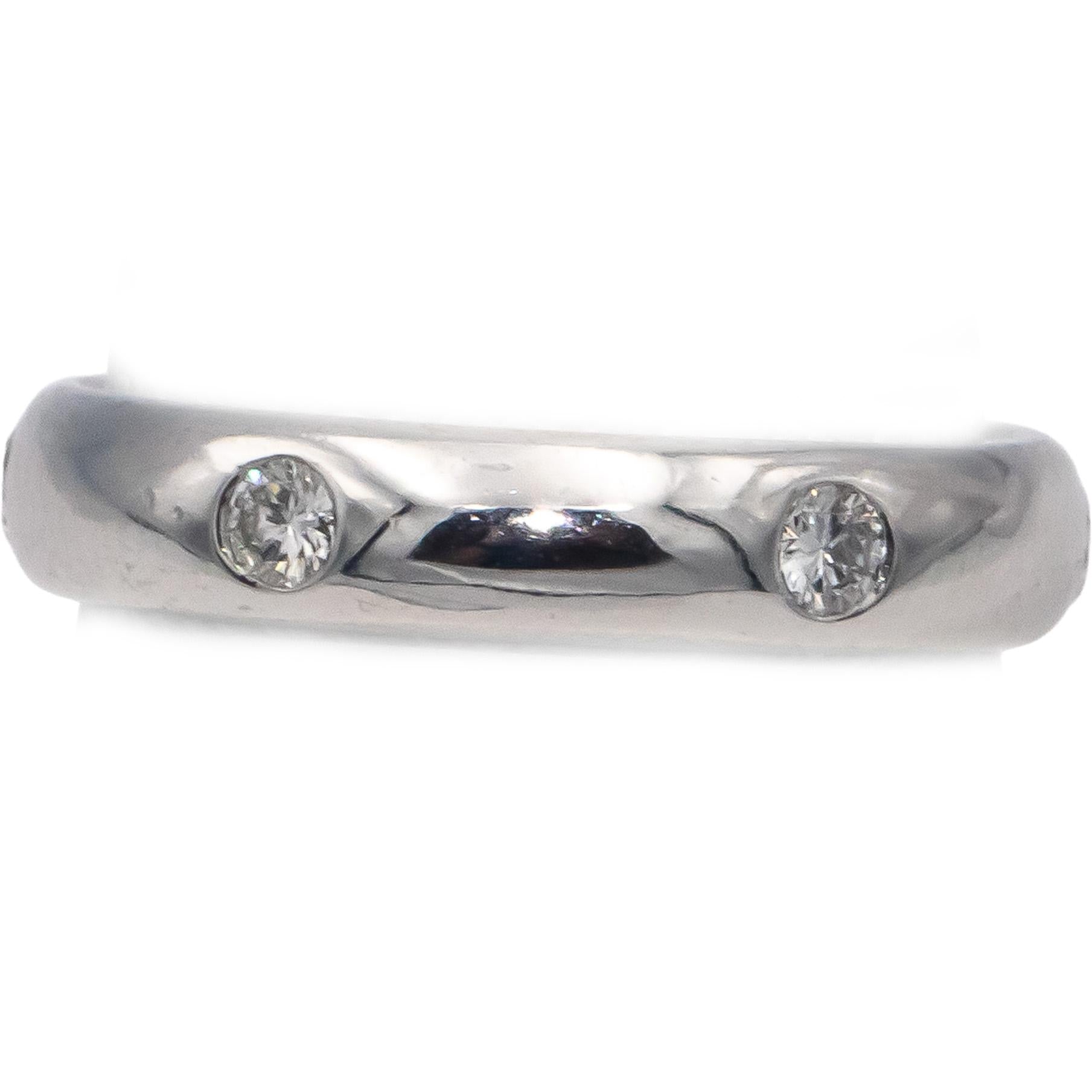 CARTIER 18k White Gold Round Diamond Stella Band Ring 0.25CT Size 5.75 Euro 51