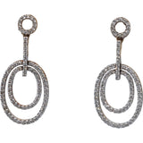 14k Yellow Gold Round Diamond Oval Dangle Drop Earrings 0.25CT