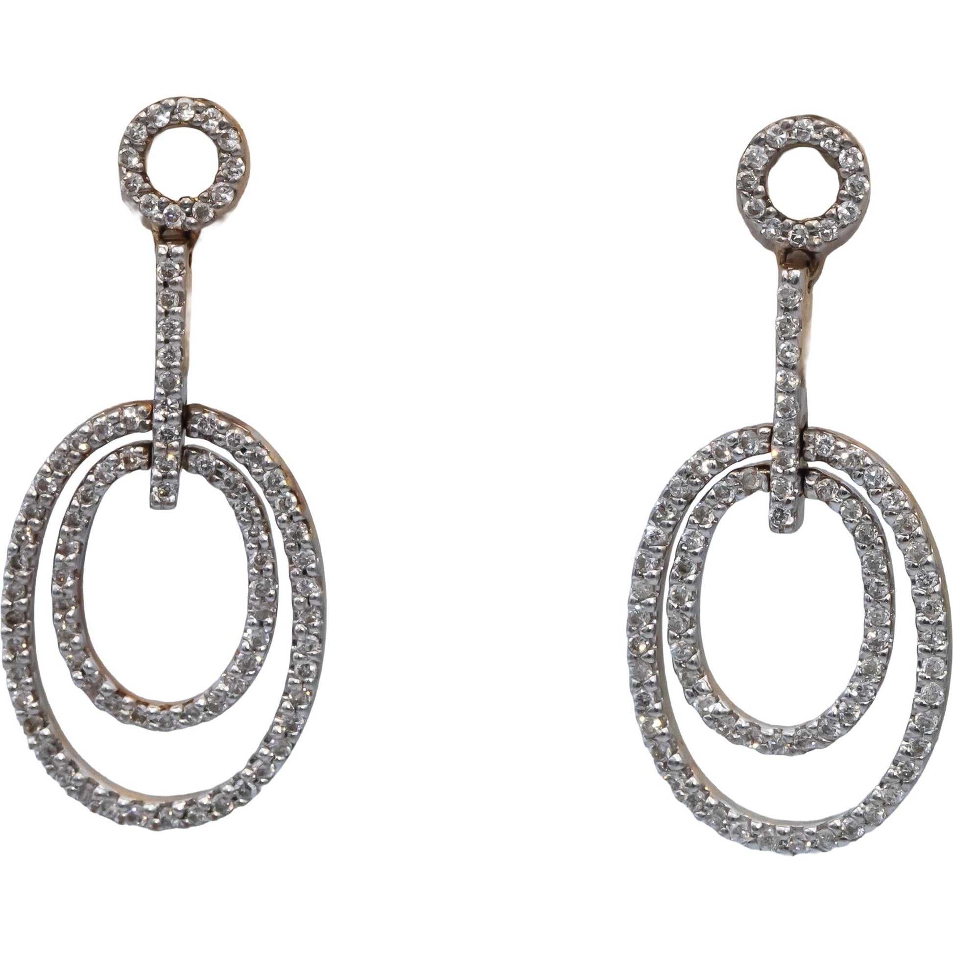 14k Yellow Gold Round Diamond Oval Dangle Drop Earrings 0.25CT