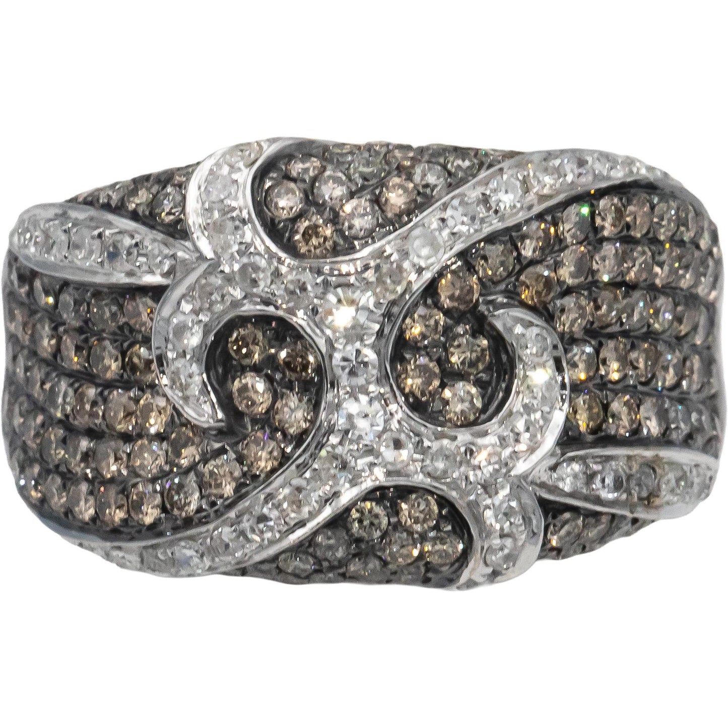 14k White Gold Round Diamond Cluster Cocktail Ring 2.0CT Size 7.5