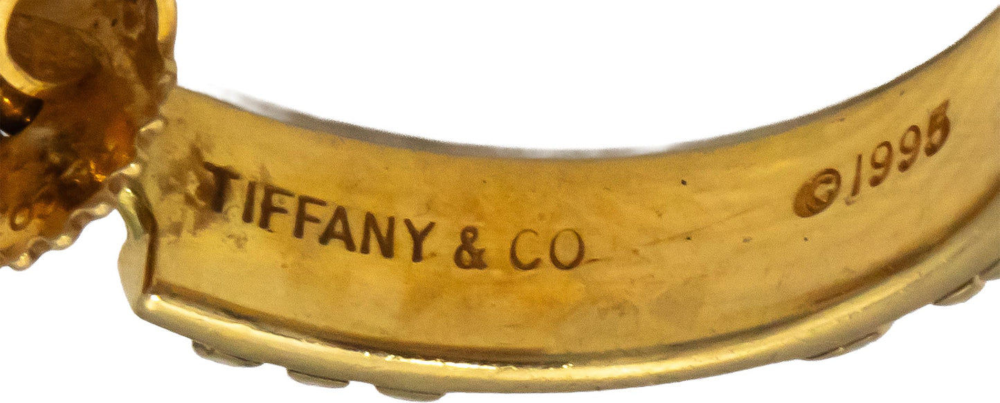 TIFFANY & CO. Vintage 18k Yellow Gold Atlas Collection Half Hoop Stud Earrings