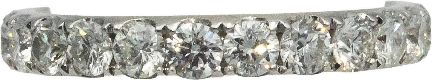 ODELIA 18k White Gold VS Round Diamond Semi-Eternity Band Ring 1.20CT Size 6.5