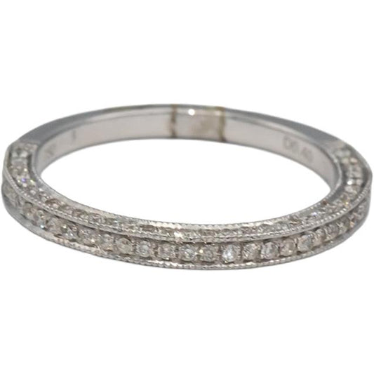 18k White Gold Round Diamond Band Ring 0.40CT Size 6.5