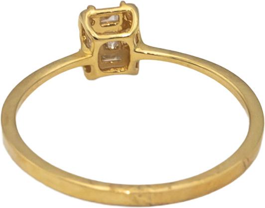 18k Yellow Gold Round & Emerald Cut Diamond Cluster Ring 0.15CT Size 7.25