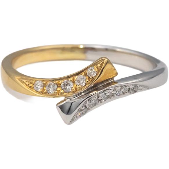 14k White & Yellow Gold Round Diamond Bypass Ring 0.15CT Size 7.25
