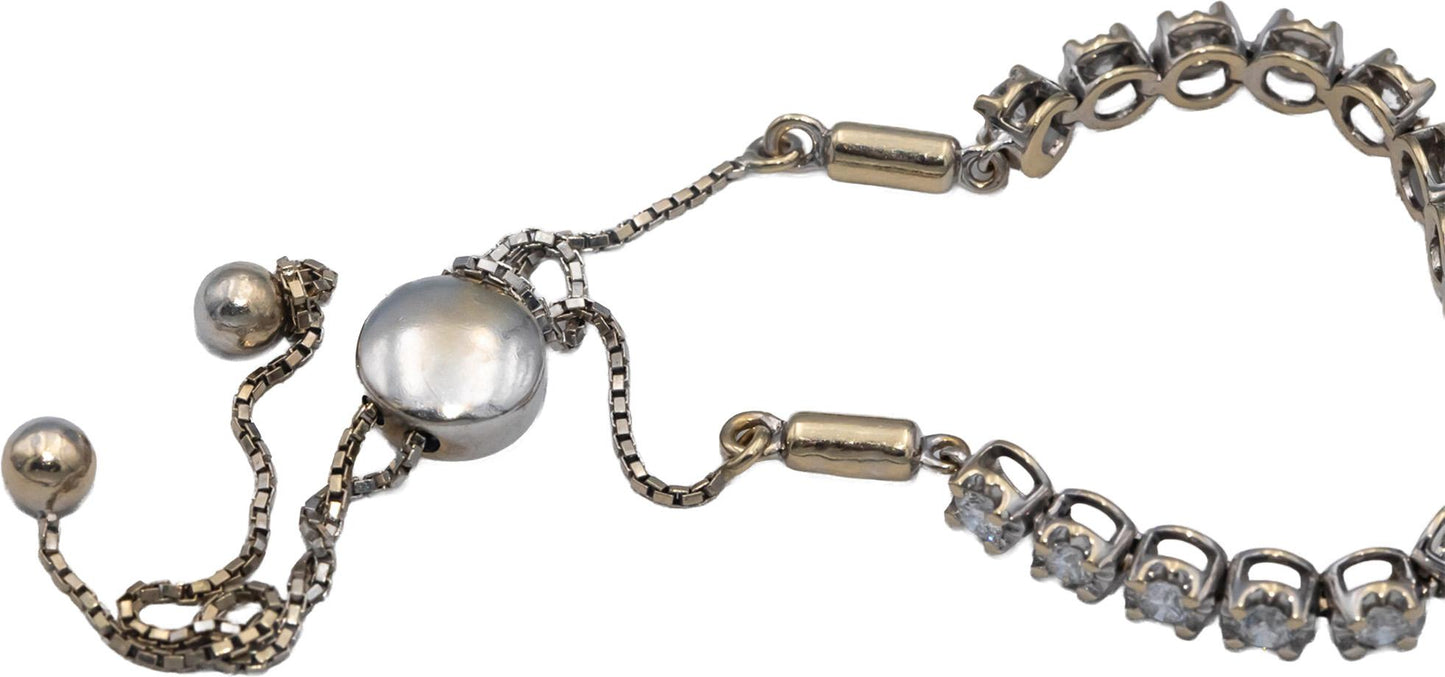 18k White Gold Round Diamond Bolo Bracelet 0.75CT