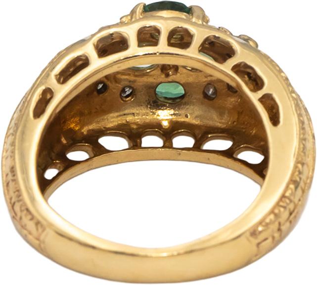 Vintage 14k Yellow Gold Diamond & Green Topaz Cocktail Ring 1.20CTW Size 7