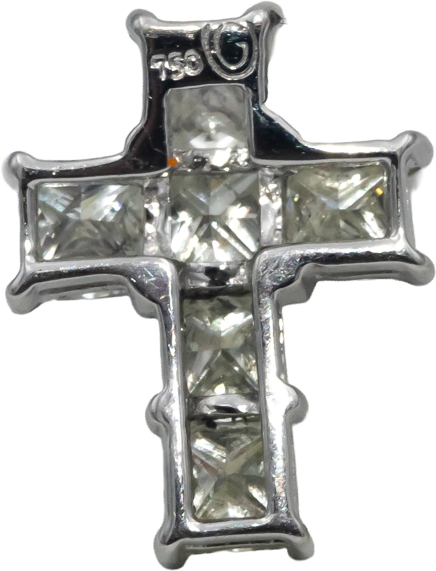 18k White Gold Princess Cut Diamond Cross Crucifix Pendant 1.46CT
