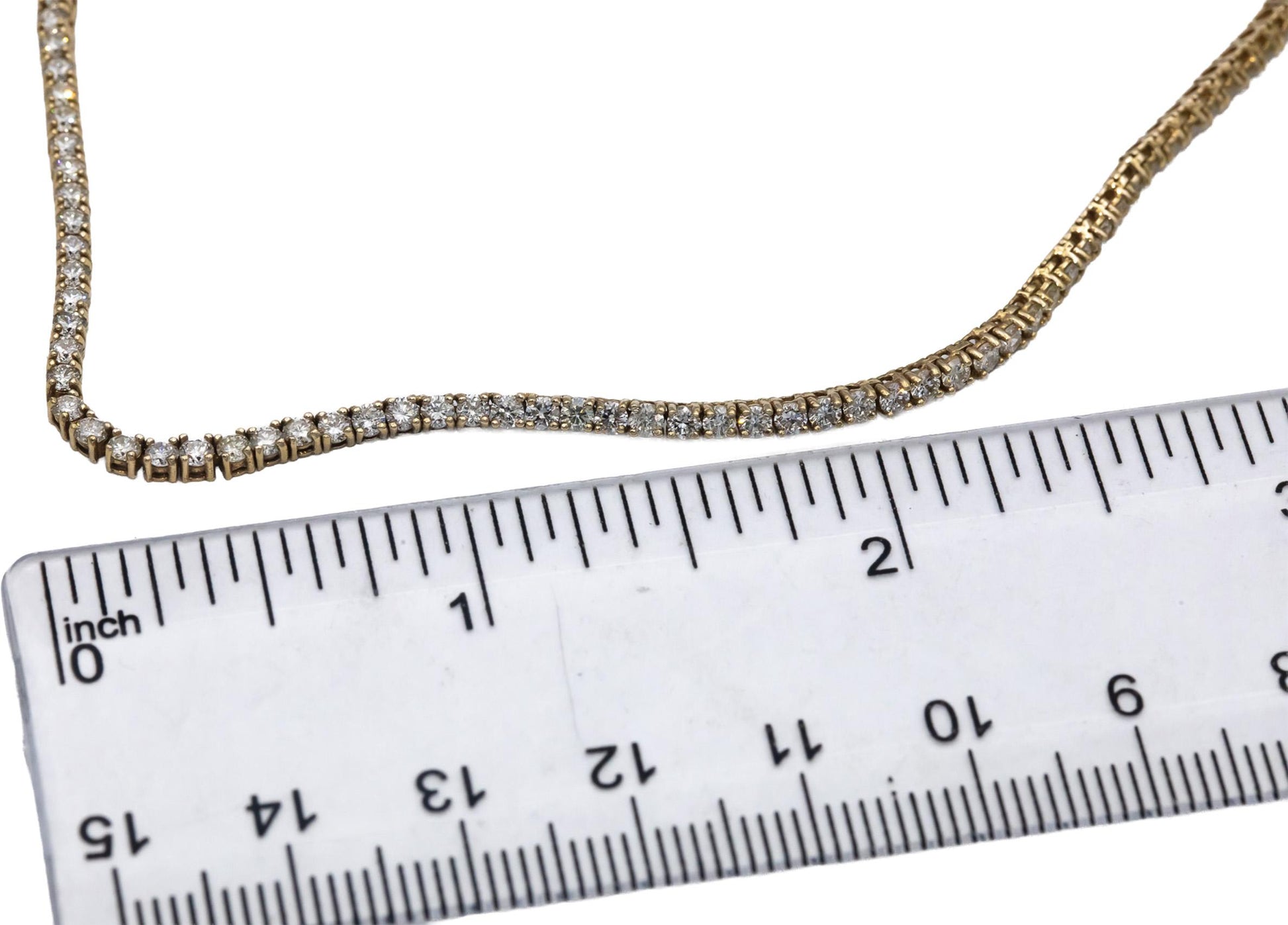 10k Yellow Gold Round Diamond Tennis Necklace 10.45CT
