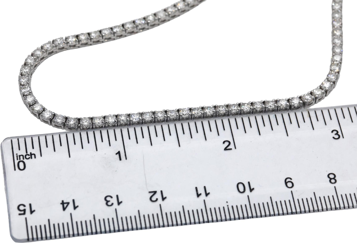 18k White Gold Round Diamond Tennis Necklace 10.70CT