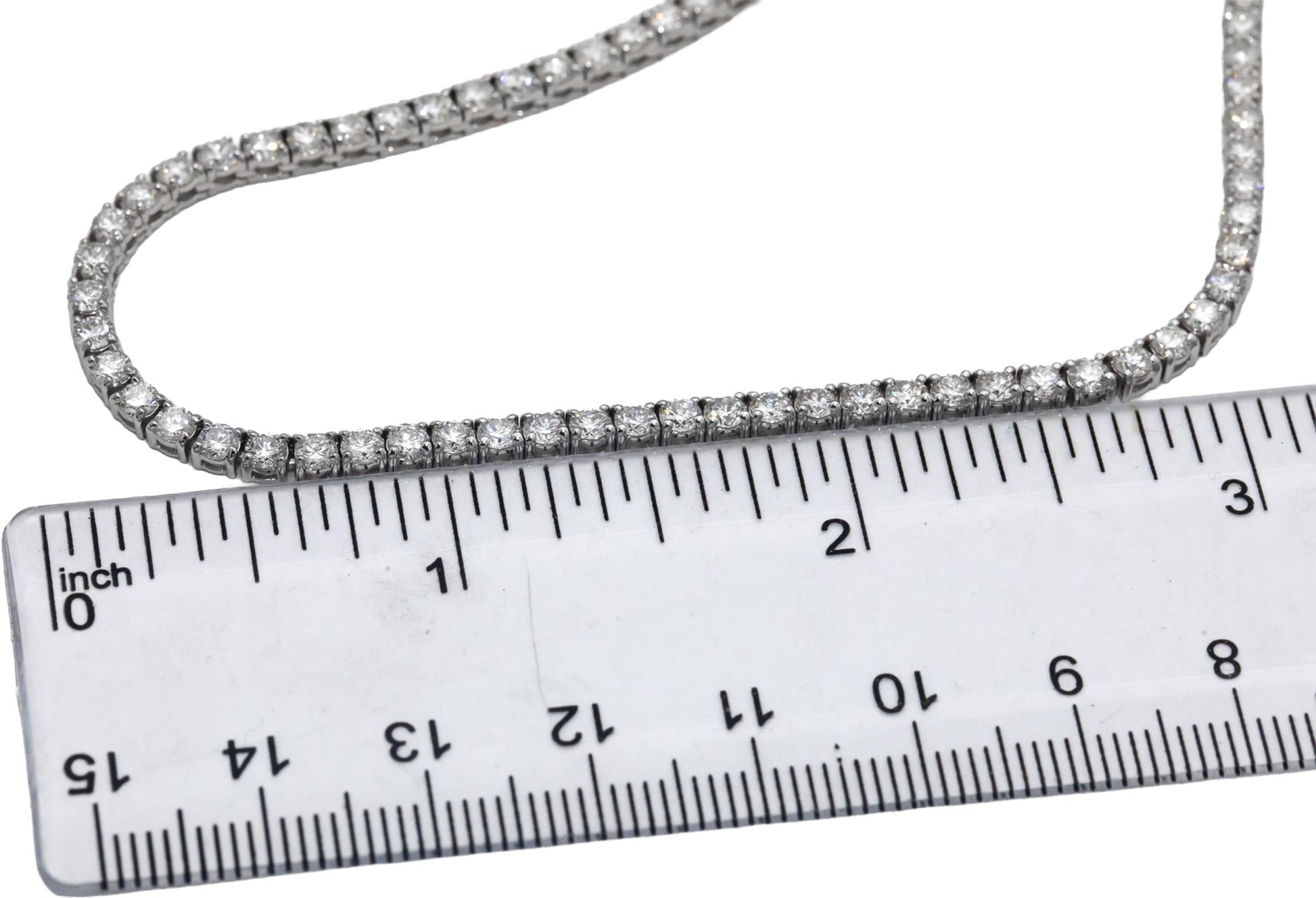 18k White Gold Round Diamond Tennis Necklace 10.70CT