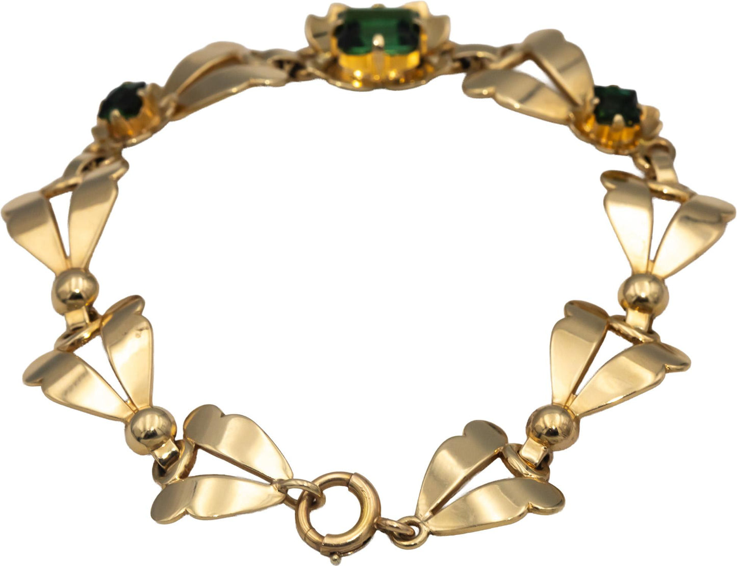 TIFFANY & CO. Vintage 14k Yellow Gold Tourmaline Fancy Link Bracelet 2.0CT