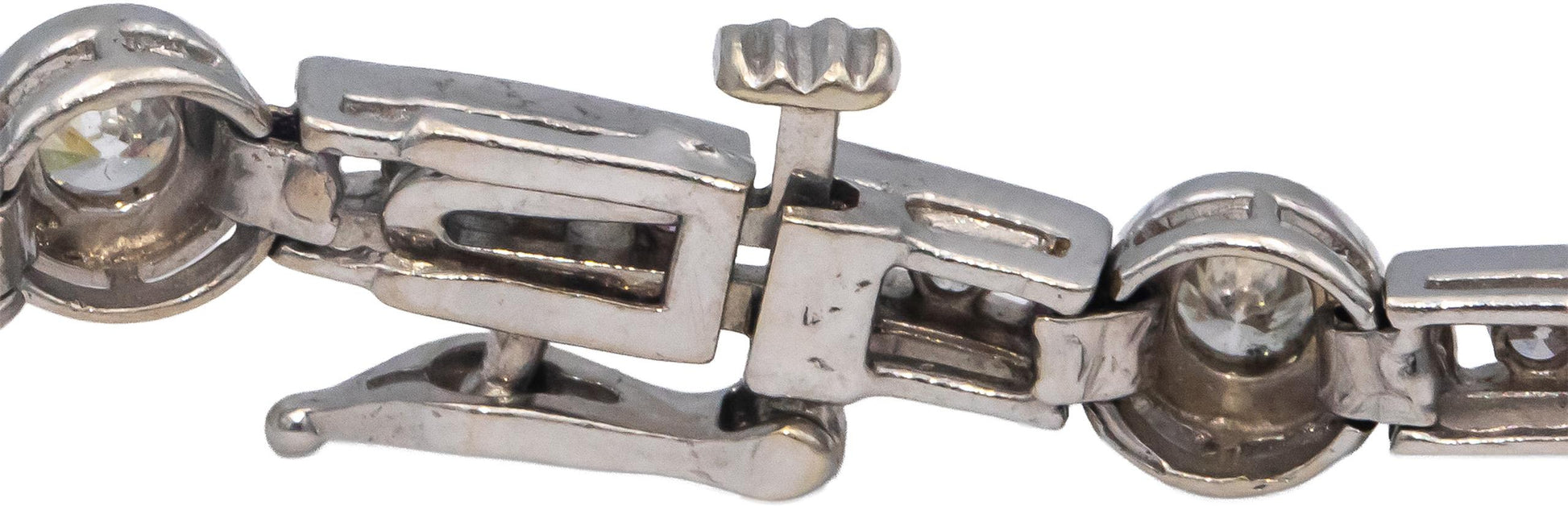 14k White Gold Round Diamond Fancy Link Bracelet 1.90CT