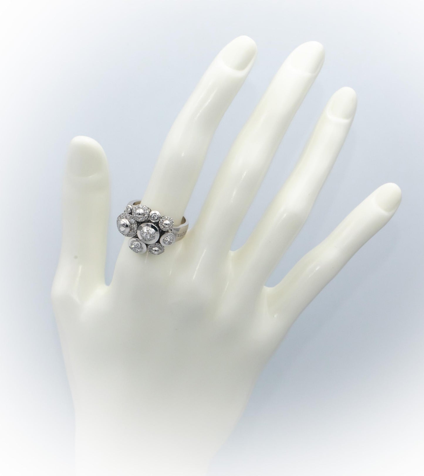 VECCHIO GIOIELLI 18k White Gold Round Diamond En-Tremblant Ring 1.0CT Size 7.5