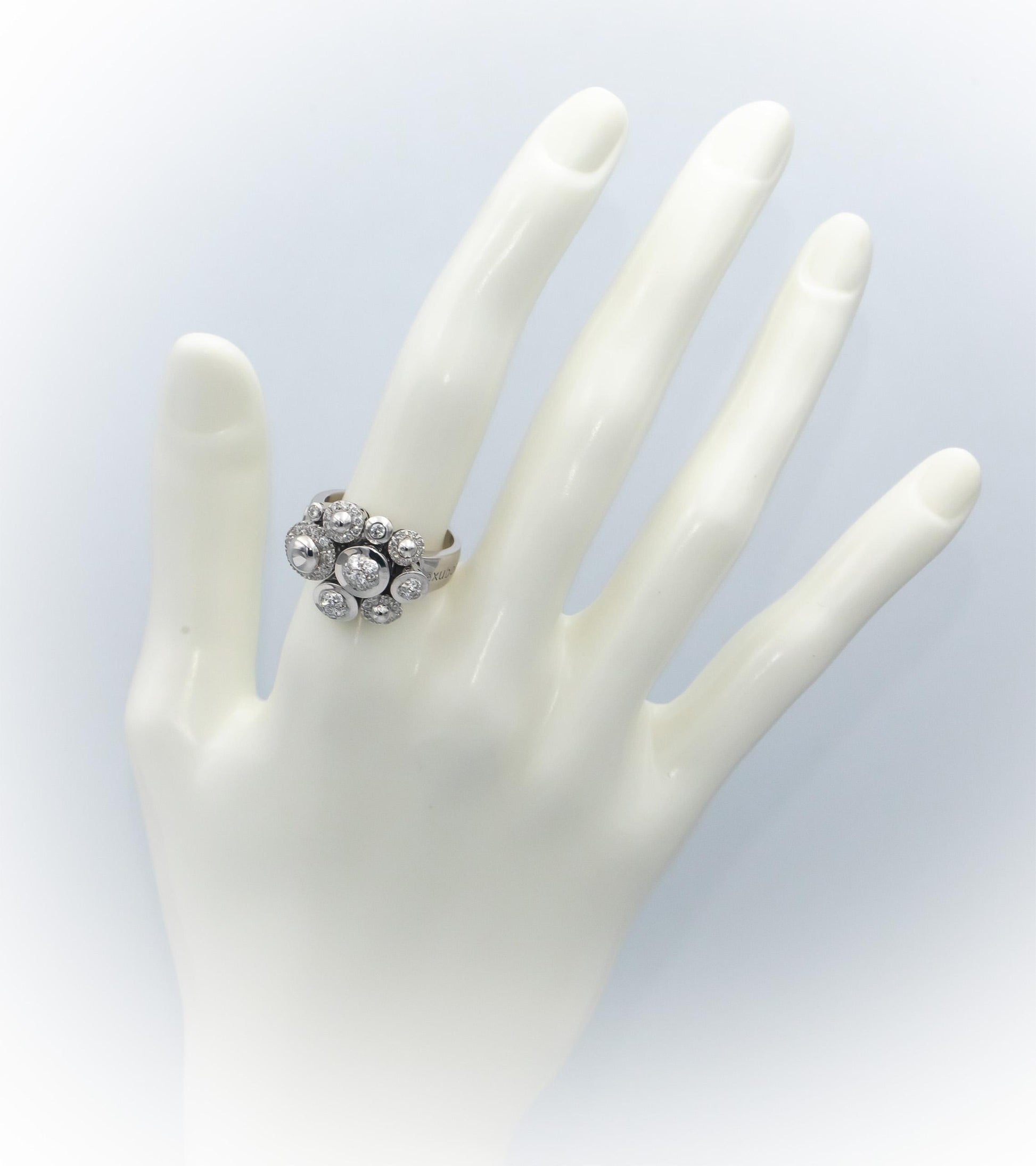 VECCHIO GIOIELLI 18k White Gold Round Diamond En-Tremblant Ring 1.0CT Size 7.5